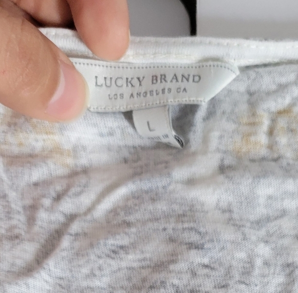 Lucky Brand Floral Paisley Multipattern Tie Front V Split Neckline Shirt - Picture 8 of 8